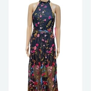 Betsey Johnson Floral Black Mesh overlay size 10 (Runs small)